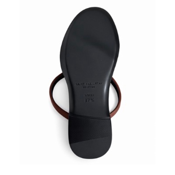 New YSL/ Saint Laurent Brown Gold Tribute Flat Sandals Size 7.5/37.5 - Picture 3 of 3